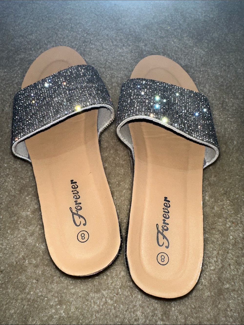 Forever 21 Rhinestone Slide Sandals in Silver - Picture 7 of 8